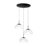 thumbnail of Brena - Fabas Luce 3-flammige runde Pendelleuchte - 30 W dimmbare LED - Transparente runde Deckenrosette d. 35 cm