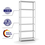 thumbnail of PROREGAL Fachbodenregal Schraubsystem | Grundregal | HxBxT 250x100x30cm | 6 Ebenen | Fachlast 125 kg | Beidseitig nutzbar | Lichtgrau