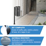 thumbnail of Andrys - Cestino Portarifiuti da Esterno con Staffa, Palo e Cestino, in Acciaio Verniciato, Colore Nero