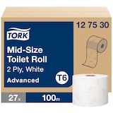 thumbnail of TORK Mid-size® |  Rollo de Papel Higiénico Advanced T6, Blanco (cod. 127530) - Caja 27 ud.