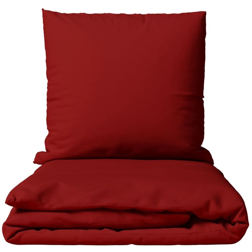Bettwäsche Baumwolle 135x200 + 80x80 cm Einfarbig Uni Rot mit Reißverschluss