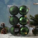 thumbnail of Weihnachtskugeln bruchfest 8cm Christbaumkugeln glänzend matt grün 6St