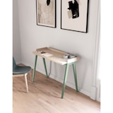 thumbnail of Escritorio 625 modelo BERLÍN en melamina Roble con patas de madera de haya maciza en Verde, de HERDASA.