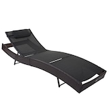 thumbnail of Sonnenliege Savannah, Relaxliege Gartenliege Liege, Poly-Rattan ~ braun-meliert, Bezug schwarz