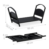 thumbnail of Relaxdays Kaminholzkorb, Metall, klappbarer Holztragekorb, HxBxT: 33 x 66 x 30,5 cm, Kaminholzhalter für innen, schwarz