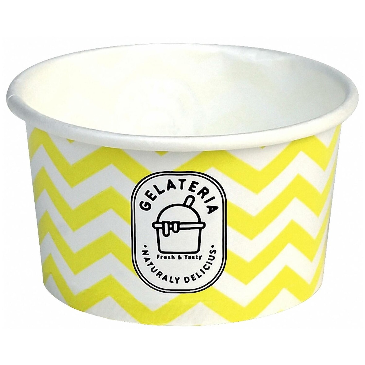 100x Eisbecher aus Papier Zick Zack Motiv gelb 125 ml 4oz