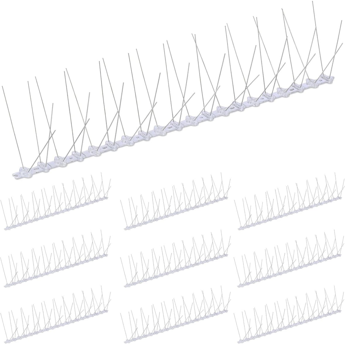 Pack de 10 Metros de Pinchos Antipalomas Púas de Acero Inoxidable, 20 Tiras de 50cm