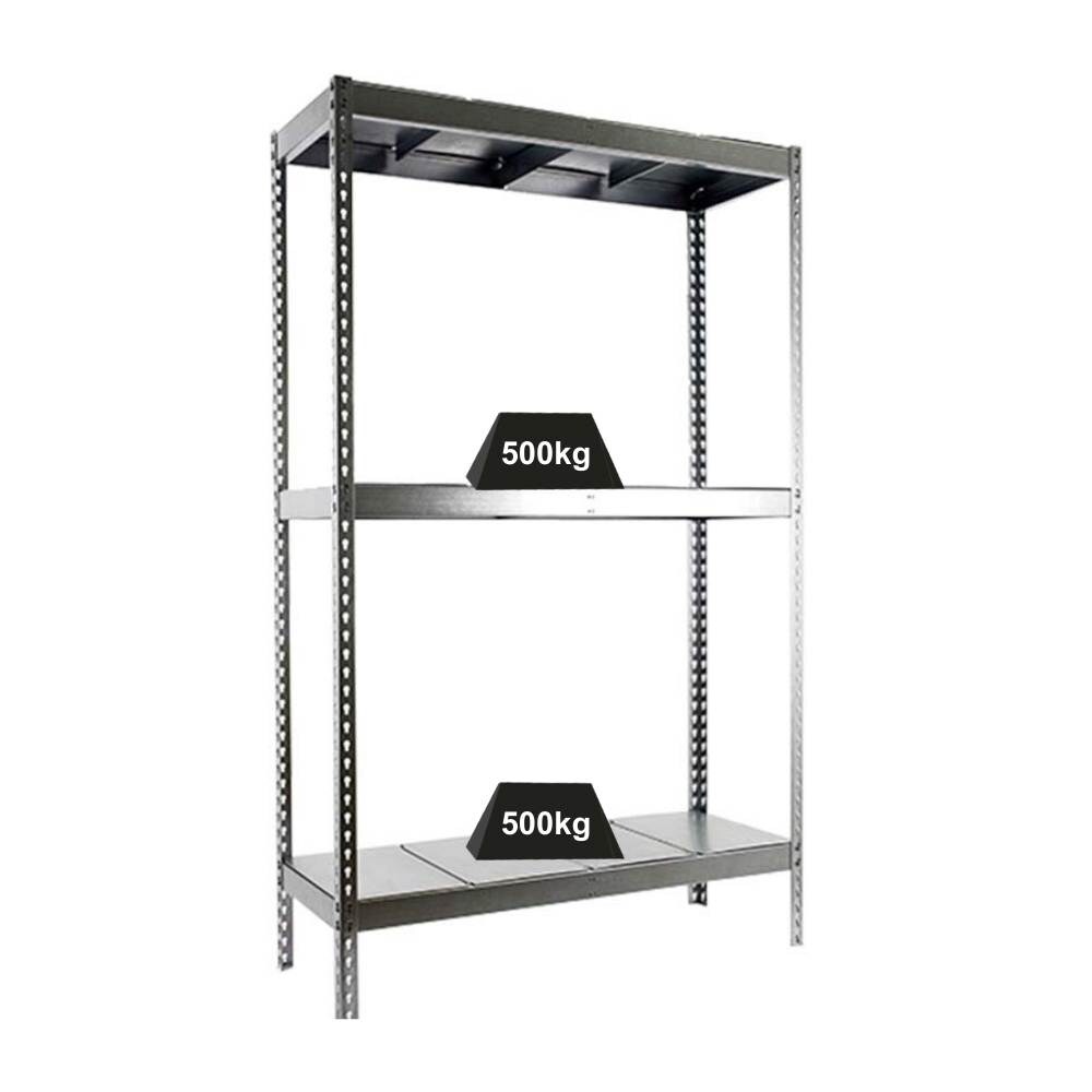 PROREGAL Schwerlastregal METAL BEAST THREE | HxBxT 200x210x45cm | Fachlast 500kg | Verzinkt| Standregal Metallregal Lagerregal
