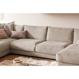 thumbnail of KAWOLA Sofá en forma de U MADELINE pana taupe sillón largo derecha