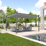 thumbnail of Gazebo Pergola 3x4 M Pergolato Con Telo Grigio Impermeabile Retrattile Richiudibile Struttura In Acciaio Per Giardino Terrazzo Piscina Esterno Fiere