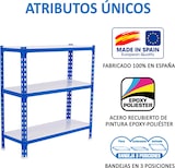 thumbnail of SimonRack Estantería Metálica, 1000x1100x400 mm, 3 Alturas, Bandeja Metal, 200 kg de Punto Flexión, Azul/Blanco - Simonclick