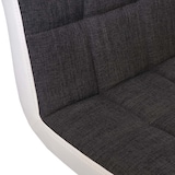 thumbnail of 2er-Set Barhocker HWC-G87, Tresenhocker Barstuhl, höhenverstellbar ~ Stoff/Textil dunkelgrau + Kunstleder weiß, Chromfuß