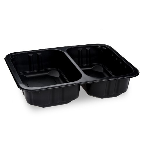 320 Menü-Schale PP 2-geteilt schwarz 227 x 178 x 50 mm