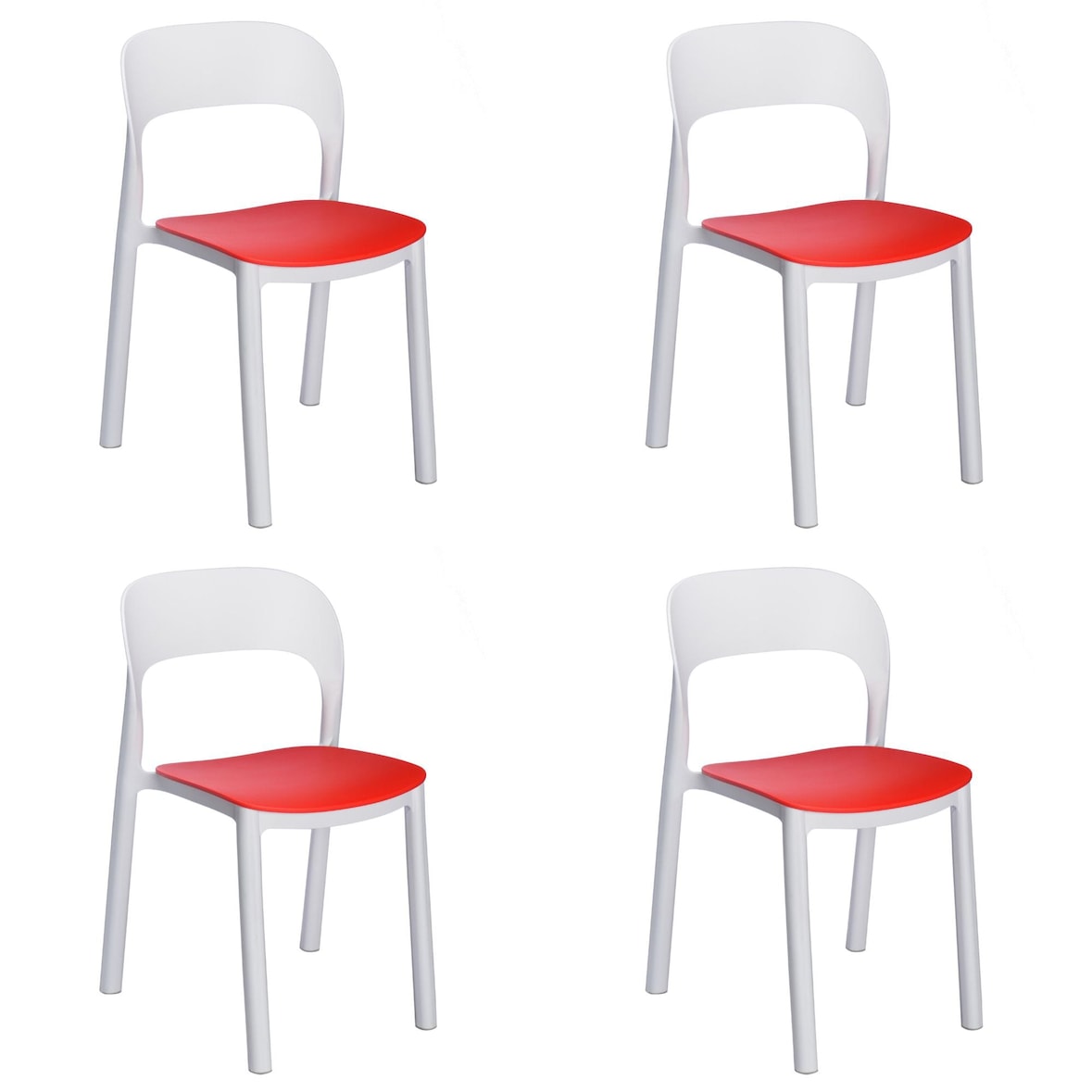 garbar ONA Set 4 Silla Interior, Exterior Blanco - Rojo