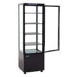 thumbnail of Vitrina refrigerada con puerta curva, 4 estantes, plástico/cristal, 169 x 51,5 x 48,5 cm, refrigeración por aire, 235 L, negra, Polar DP289