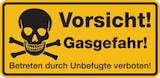 thumbnail of Hinweisschild, Vorsicht! Gasgefahr!, 170x350mm, Alu geprägt - 350x170x0.45 mm Aluminium geprägt