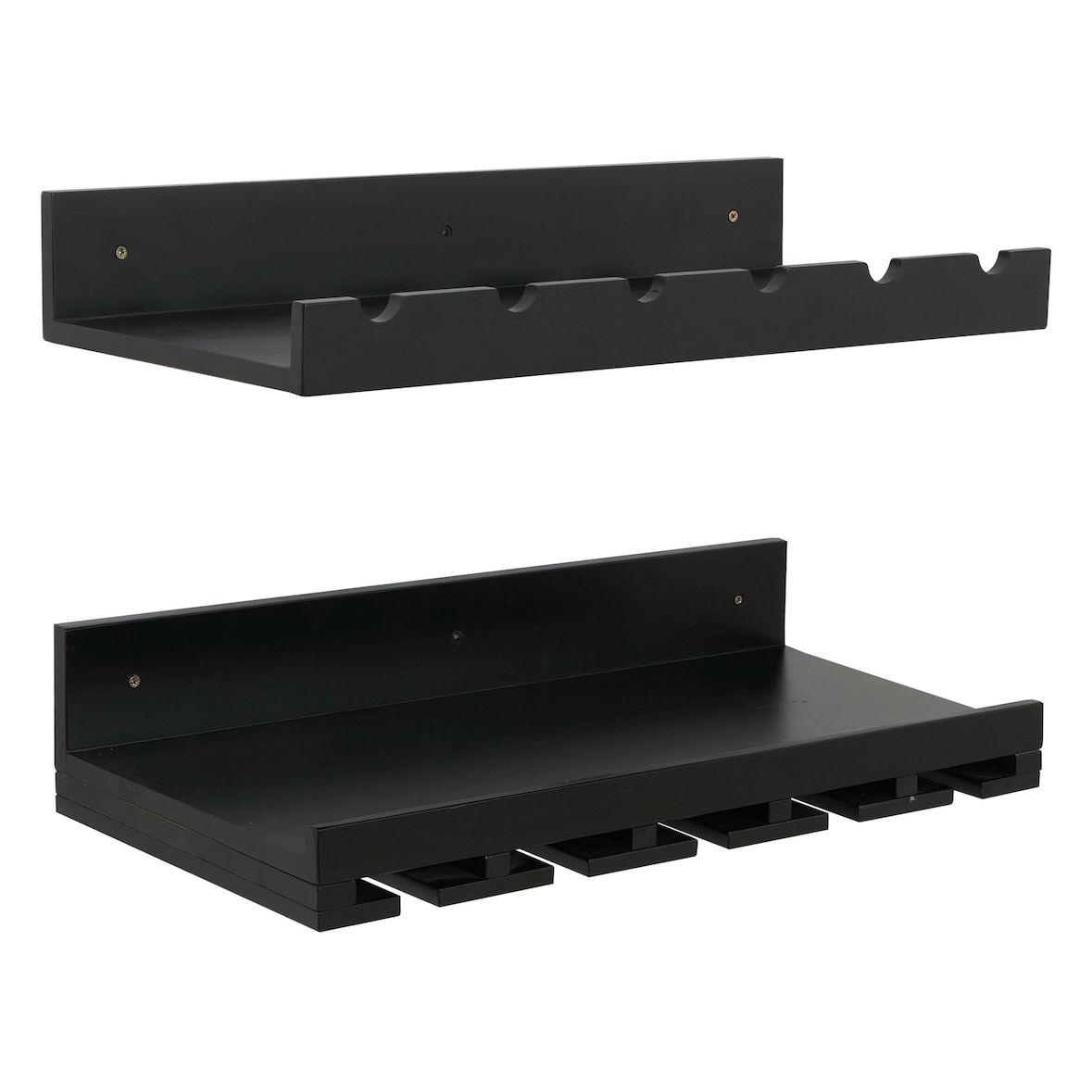 Conjunto de 2 prateleiras para vinhos HWC-P22, suporte de vidro/garrafas para 6 garrafas/15 copos em madeira com certificação FSC® 61x28cm ~ preto