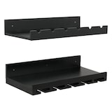 thumbnail of Conjunto de 2 prateleiras para vinhos HWC-P22, suporte de vidro/garrafas para 6 garrafas/15 copos em madeira com certificação FSC® 61x28cm ~ preto