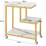 thumbnail of COSTWAY Beistelltisch mit Rollen, 3-stufiger Sofatisch, Marmoroptik, Couchtisch, Weiß + Gold