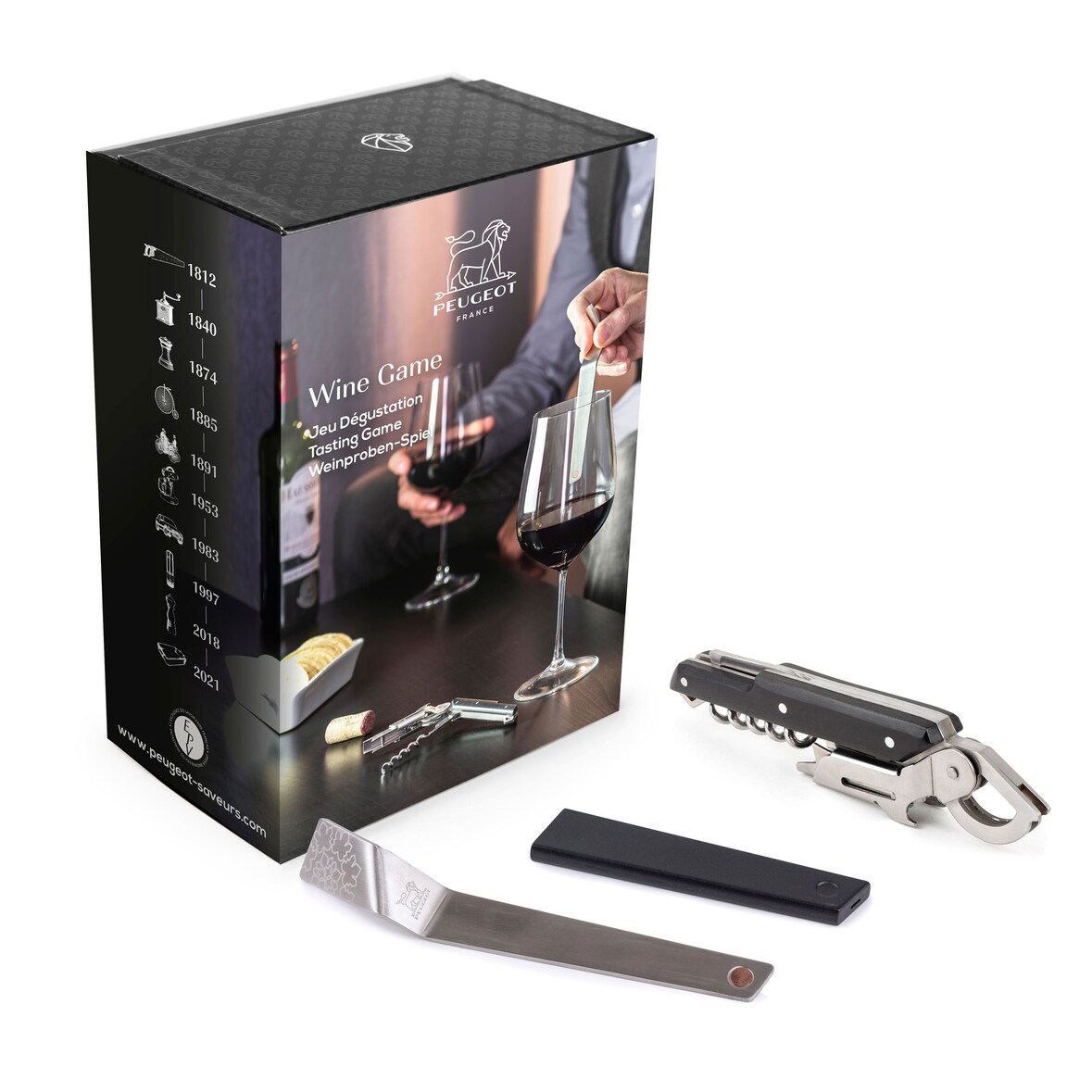 Peugeot Wine Game Geschenkbox Weinschlüssel Clef du vin Sommeliermesser Clavelin Korkenzieher Black 200978