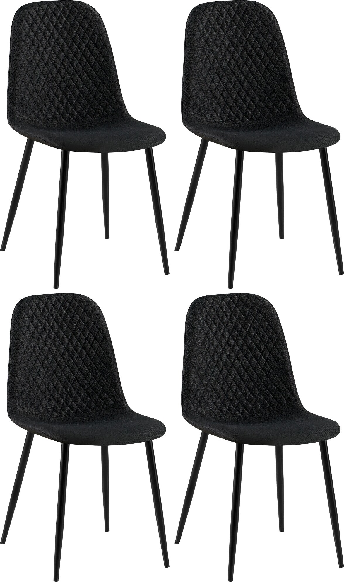 CHEFGASTRO 4er-Set Esszimmerstuhl ASPEN Stoff HxBxT 88x44x54cm Schwarz Küchenstuhl