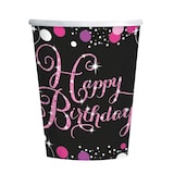 thumbnail of Happy Birthday 8 glitzer Becher pink schwarz