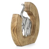thumbnail of Dekofigur Elefant Silber Aluminium in Hufeisen Mangoholz-Rahmen ca. 24 x 3,5 x 23 cm moderne Tierfigur Glücksbringe