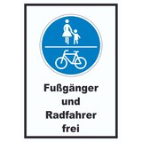thumbnail of Fußgänger und Radfahrer frei Schild A6 (105x148mm)