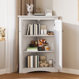 thumbnail of Merax armario esquinero 80 cm, mueble multiusos con 2 puertas y 3 niveles, MDF lacado, blanco