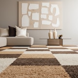 thumbnail of Hochflorteppich Shaggy Kariert Weich Flauschig Waschbar Strapazierfähig Schlafzimmer Esszimmer Mokka 80x150 cm – RHEIN von Kadima Design