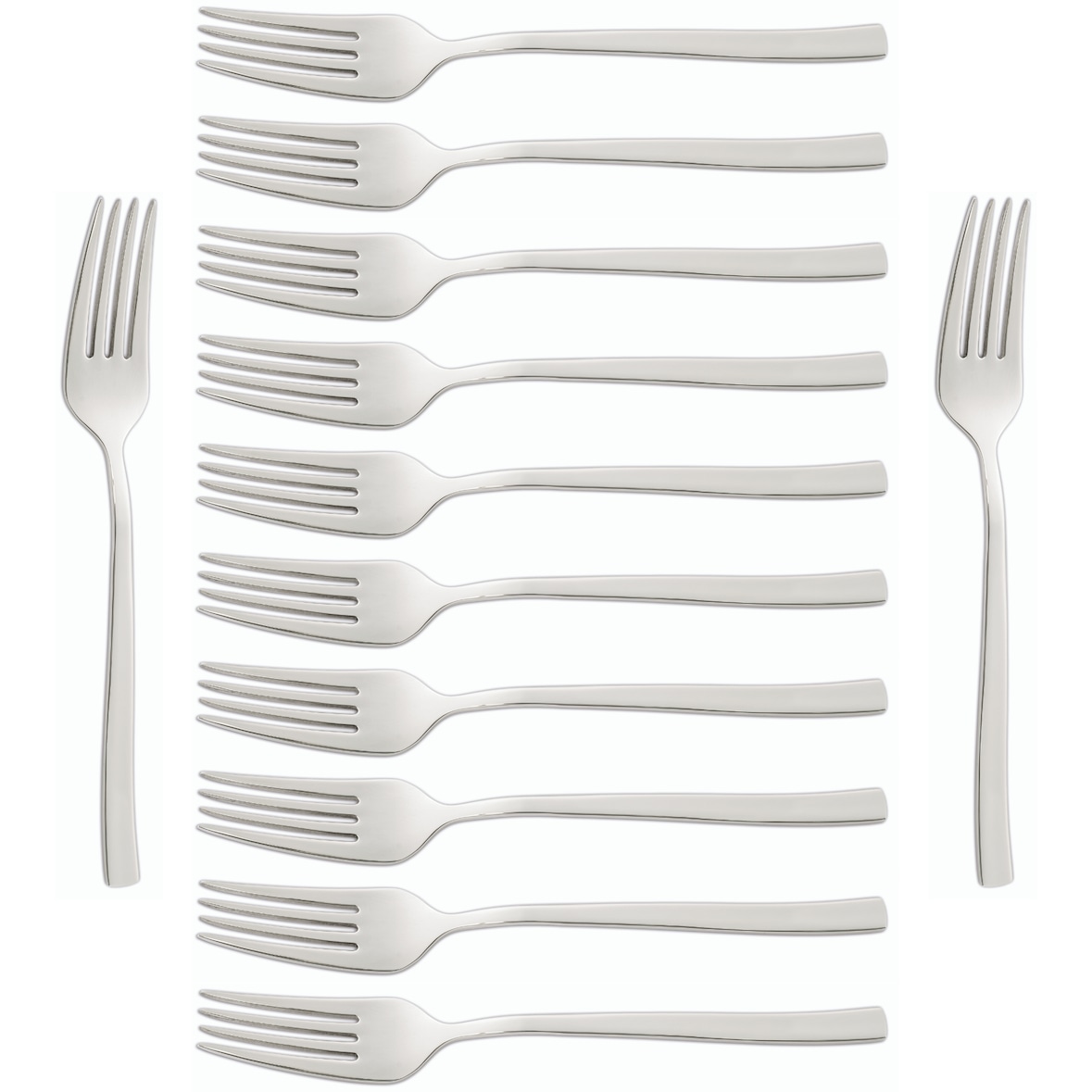 Arcos Juego de 12 Tenedores de Mesa, Monoblock de una pieza en Acero Inoxidable 18/10 y 210 mm, Color Plata