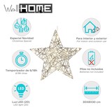 thumbnail of WellHome - Estrela de Natal prateada com 20 luzes LED brancas quentes 30x8x30cm