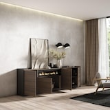 thumbnail of Sideboard, Highboard, 260x80x37 cm, 5 Türen, Elektrokamin., Dunkler Eiche und Schwarz
