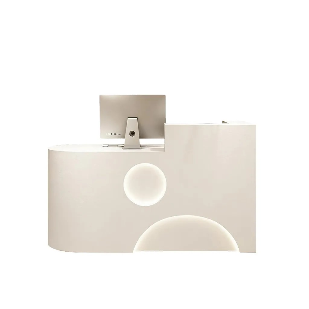 Kleine Empfangstheke, moderne Kassentheke und Rezeption, geeignet für Geschäfte, Kosmetikstudios und mehr Beige 100×60×100cm【M Paopao 100】