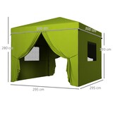 thumbnail of Tenda Dobrável 3x3 m Tenda de Jardim com 4 Paredes Laterais 2 Janelas de Malha Altura Ajustável Impermeável e Anti-UV Verde