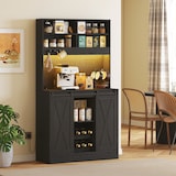 thumbnail of HOMCOM Credenza Cucina con Portabottiglie, Prese e Luci LED Nero