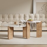 thumbnail of Moderne Couchtisch 70x70x35 und 50x50x45 2er-Set in Natur aus MDF – Flexibles Nesting-Design, hochwertige Materialien, pflegeleicht