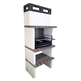 thumbnail of BBQ CAMPING - Barbacoa simple construido con ladrillo gris y cemento, cemento pintado de blanco - 79,5x57x199cm