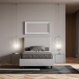 thumbnail of Cama con almacenaje acolchada 140x200 cuero sintético blanco Focus