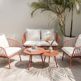thumbnail of Set da giardino in resina e acciaio con cuscini 10 cm, Elegante salotto da esterno per terrazze, verande, giardino - Bellagio - Terracotta