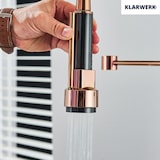 thumbnail of Björn | Keuken zwart rosé goud gastronomisch | Twee douches | Professionele roestvrijstalen keukenkraan | Restaurant met dubbele spoelbak