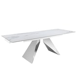 thumbnail of Angel Cerdá Table à manger à rallonge rectangulaire marbre porcelaine et acier chromé 1116C 160 x 90 x 76