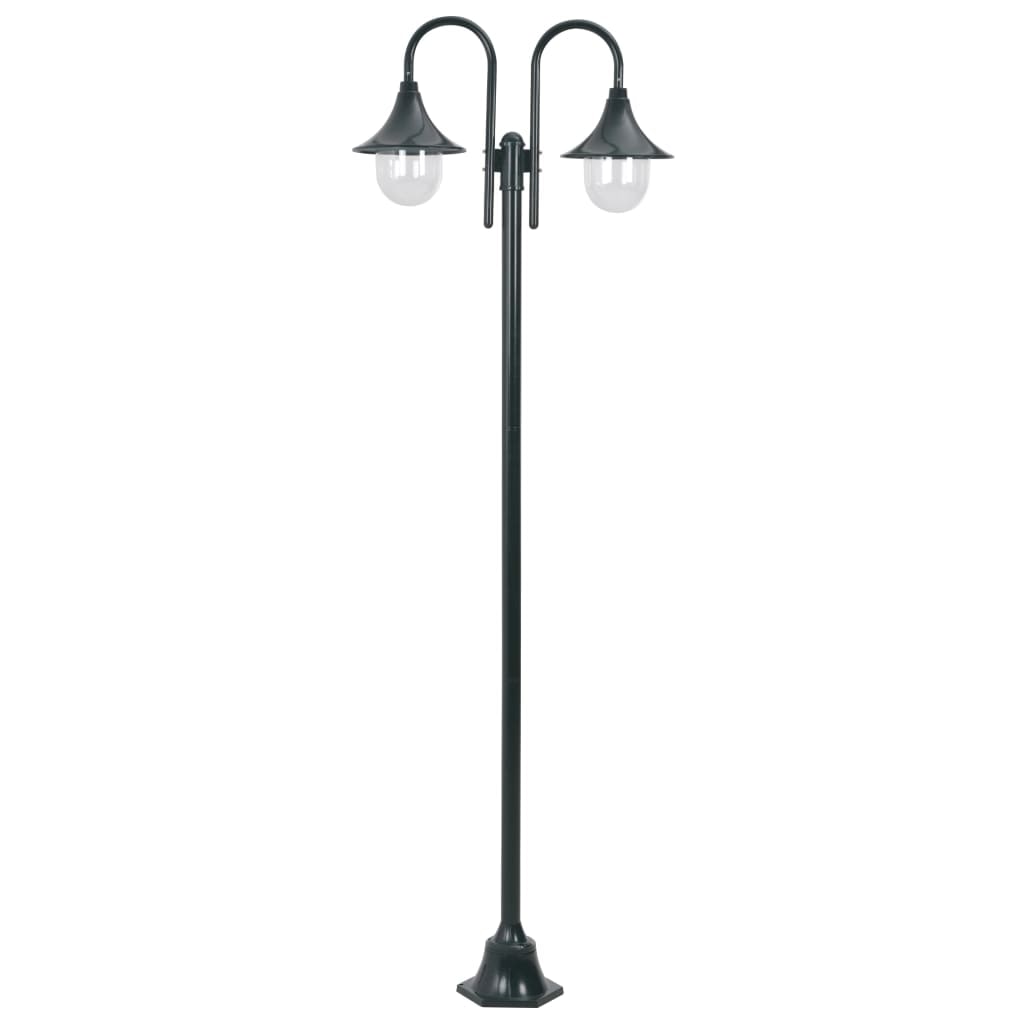 Helloshop26 - Lampada da terra da giardino E27 220 cm alluminio 2 lanterne verde scuro 02_0042542