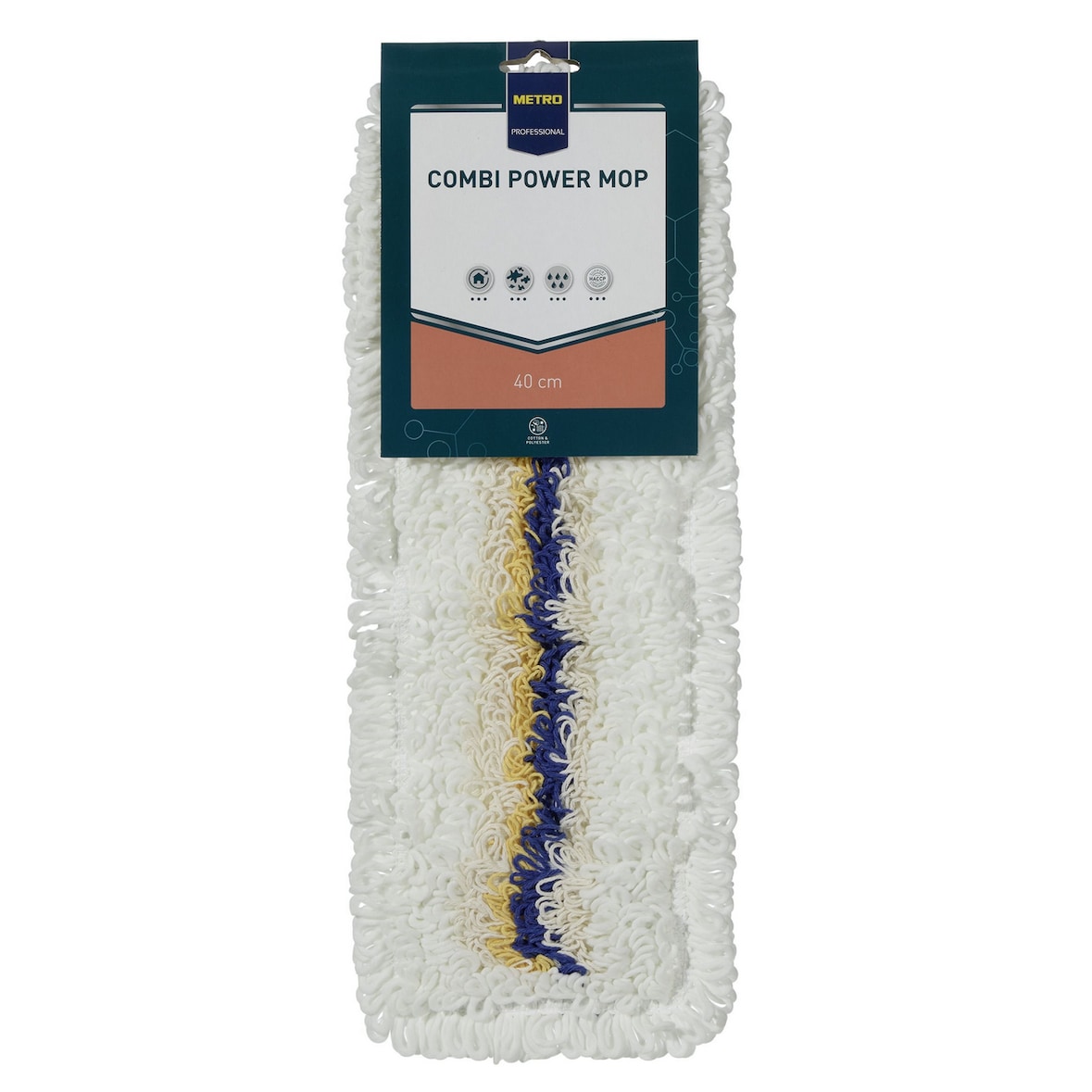 METRO Professional Kombi-Power Wischbezug, Baumwolle / Polyester, 40 cm, für alle Bodenarten, weiss