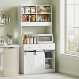thumbnail of HOMCOM alacena de cocina con 2 puertas corredizas 3 cajones encimera para microondas y estantes ajustables blanco 93,5x40x180 cm
