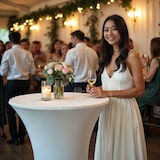 thumbnail of DETEX® Stehtischhusse Weiß 60-65cm Verstärkter Fußbereich 30°C Waschbar Stehtisch Hussen Stretch Tisch Überzug Hochzeit