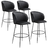 thumbnail of tectake Cadeira de bar Luana, com encosto, aparência de veludo - Conjunto de 4 preto/preto