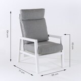 thumbnail of Conjunto sofás exterior, Aluminio reforzado color blanco, Sofá 3 plazas + 2 sillones reclinables + Mesita café, 5 plazas, Cojines color gris