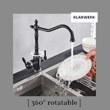 thumbnail of KLARWERK® Julian | Retro 3-Wege Armatur Edelstahl Schwarz matt | Vintage Filter Wasserhahn Küche | 360° Osmose Mischbatterie U-Auslauf 3 Anschlüsse