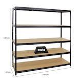 thumbnail of PROREGAL Étagère charge lourde GIANT ELEPHANT, HxLxP 180x180x60cm, 200kg par niveau, Noir, Étagère robuste de Garage, Atelier